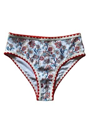 4/$20➡️ Paisley Floral Hi-Cut Bikini Bottom Scalloped Trim – Size Small Like New